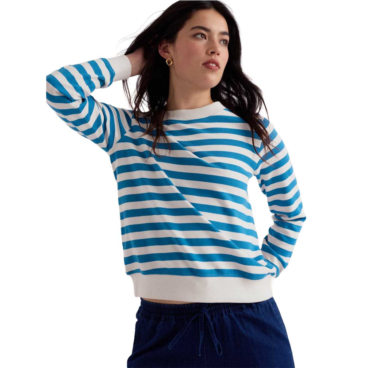 Seasalt Cornwall Bright Wave Sweatshirt Scallion Sailboats